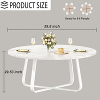 Table à manger en bois blanc marbré TOPTURE sur mesure, 60 pouces, 4 places, écologique, durable, imperméable, mobilier moderne pour la maison et la cuisine