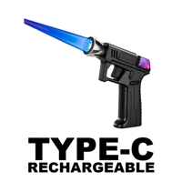 Briquet torche moderne en forme de pistolet, coupe-vent, rechargeable, durable, avec recharge Type-C, au gaz butane, pour barbecue, camping et cuisinière de cuisine