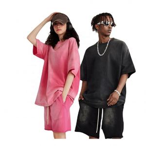 T-shirts Streetwear personnalisés pour femmes tricotés 100% coton délavé couleurs dégradées respirant doux anti-rétrécissement - Product Image 6