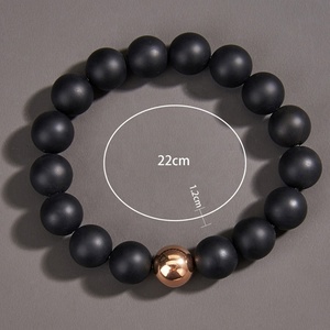 Pulseras de Ónix Negro Mate para Hombre, Cuentas Chapadas en Oro Rosa, Accesorios Personalizados, Joyería de Acero Inoxidable - Product Image 3