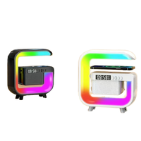 Speaker Nirkabel Mini 3 Bentuk G 3-in-1 Pengisi Daya Nirkabel Cepat Lampu LED Atmosfer RGB dengan Jam Speaker Nirkabel Multifungsi