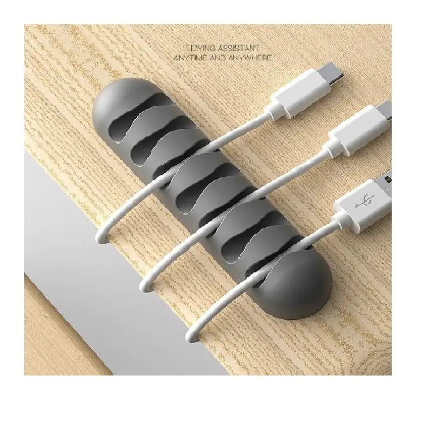 5 Holes USB Cable Organizer Cable Clamp Wire Winder Headphone Earphone Holder Cord Silicone Clip Phone Line Desktop Management