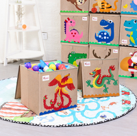 Nouveau style en lin avec couverture Boîte de rangement pour enfants Jouet pliable en tissu