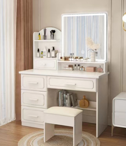 Table à coiffer moderne européenne simple à hauteur réglable avec <span class=keywords><strong>miroir</strong></span>, panneau en MDF en <span class=keywords><strong>fer</strong></span> <span class=keywords><strong>forgé</strong></span> pour chambre à coucher, application Baobei - Product Image 1