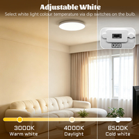 Plafonnier LED rond en matériau PP, grande puissance 32W/38W/48W, 3 températures de couleur et 3 niveaux de puissance modifiables par interrupteur, 165-265V, IP20