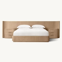 Lit en bois massif de luxe sur mesure, taille Queen ou King, style doux, meubles de chambre à coucher, villa, tête de lit étendue, ensemble de lit de chambre à coucher