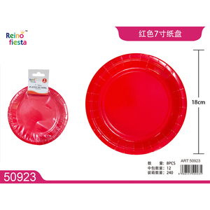 Vaisselle jetable biodégradable rouge de 7 pouces Assiettes en papier en vrac écologiques pour mariages et fêtes - Product Image 1