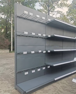 Étagères de supermarché à double face robustes, présentoirs métalliques perforés, installation rapide pour les magasins de détail - Product Image 1