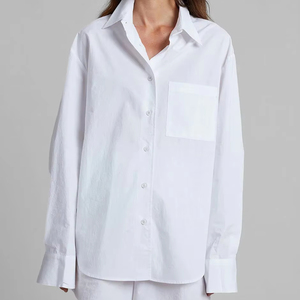 Conjunto <span class=keywords><strong>de</strong></span> Blusas Casuales <span class=keywords><strong>de</strong></span> Algodón para <span class=keywords><strong>Mujer</strong></span>, con Mangas Largas Holgadas y Cuello Camisero, Blusas Blancas con Botones para Oficina, Estilo Veraniego - Product Image 1