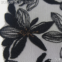 Lot de dentelle brodée en maille noire douce avec fil métallique brillant de 19 cm pour accessoires d'abaya et foulards