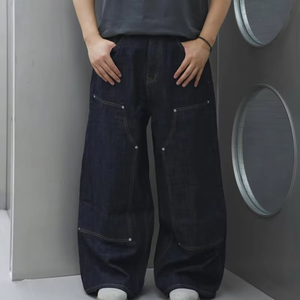 Manufacturer Customize 100% Cotton 14 Oz Black Baggy Selvage Denim <b>Jeans</b> - Product Image 2