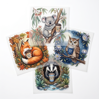 Autocollants en vinyle thermocollant personnalisés pour vêtements de chat, motif dessin animé, écologiques, imperméables, pour T-shirts, en papier caoutchouc