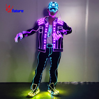 Contrôle de la programmation future Vêtements luminescents en couleur Beaux vêtements pour hommes à la mode Costumes de scène de chanteur Adultes