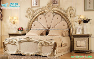 Meubles de chambre à coucher en bois de teck, ensemble moderne aspect luxueux, sculpté, Style européen Antique avec finition dorée - Product Image 3