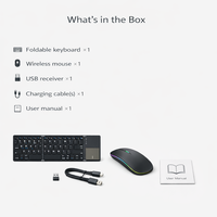 Set Hadiah Mini Kantor Mobile Ultra Tipis Keyboard Lipat dengan Touchpad + Mouse Nirkabel Dual-Mode Pilihan Kotak Hadiah Tersedia