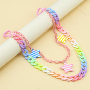 Chaîne de taille étoile en acrylique colorée à double anneau pour femme, chaîne de corps tendance pour boîte de nuit - Product Image 3