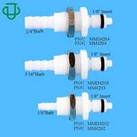 Raccords rapides en plastique à insertion mâle pour tuyau JU POM/NBR avec valve d'arrêt 1/16 1/8 3/16 1/4