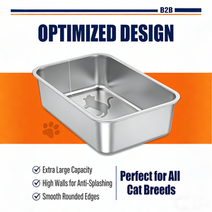 Caja de arena para gatos de acero inoxidable extra grande de alta resistencia, a prueba de fugas, desmontable y antiadherente. - Product Image 5