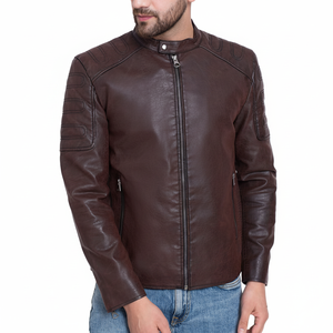Meilleur marché de style en ligne Fourniture d'une veste en cuir de motard pour hommes à la mode L'usine fournit directement la conception de votre propre veste en cuir - Product Image 1
