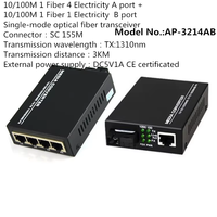 Convertidor de Medios de Fibra Óptica A+B de 6 Puertos 10/100Mbps, Monomodo, Fibra Única SC, 25KM con QoS para Cámaras IP CCTV