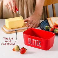 Boîte à beurre personnalisée avec couteau pour comptoir, récipient alimentaire hermétique avec couvercles en bambou
