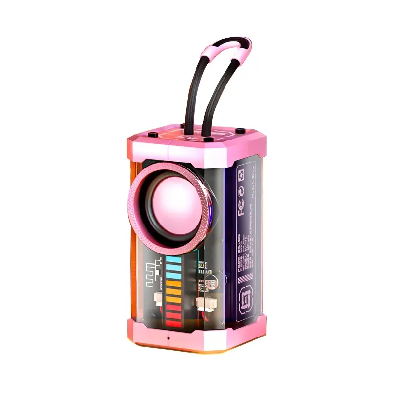 Cyan efek suara transparan, suara jarak jauh Pink oranye, bahan PC BT 5.3 lampu dingin AULA BS-303 Speaker Bluetooth