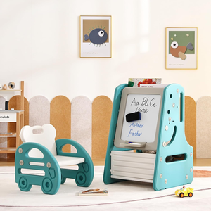 Многофункциональный детский мольберт-столик OEM/ODM для рисования с доской и белой доской, стулом и местом для хранения игрушек - Product Image 3