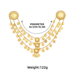 Collar de Cadena con Múltiples Capas y Borlas de Monedas, Estilo Hip Hop, Joyería de Moda Kaimei <span class=keywords><strong>2026</strong></span>, Collar Retro con Doble Broche, Cadena Corporal de Aleación Dorada - Product Image 4