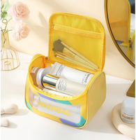 Grande Capacité Étanche Courbe Main En Cuir Voyage pour Trousse De Toilette Maquillage Sacs Nouveau Style Portable PVC Lettres Cosmétique Cas
