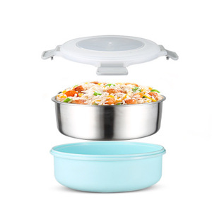 Cheap Price Stainless Steel Tiffin Bento Box Round Lunch Box Anti Spill Metal Food Fruit Box Container Children Stainless Steel