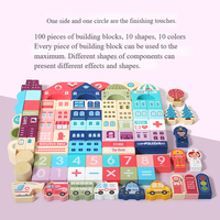 Juego de Bloques de Construcción de Madera Coloridos de 120 Piezas a Escala 1:32 para Niños de 5 a 7 Años, Modelo Educativo de Edificios Modernos