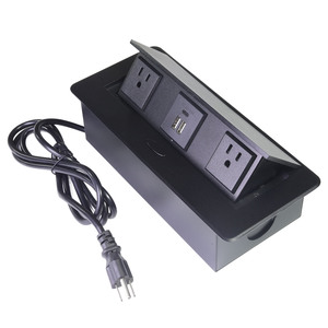 미국식 다기능 알루미늄 합금 팝업 데스크탑 소켓, 2개의 콘센트, 2개의 네트워크 포트, 18W USB 고속 충전 기능 포함 - Product Image 3