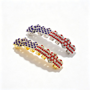 Grillz Dentales con Incrustaciones de Diamantes de Imitación de Zirconia, Diseño de Bandera Americana, Joyería Hip Hop Rap, Accesorios Dentales Unisex, <span class=keywords><strong>Precio</strong></span> de Fábrica OEM ODM - Product Image 1