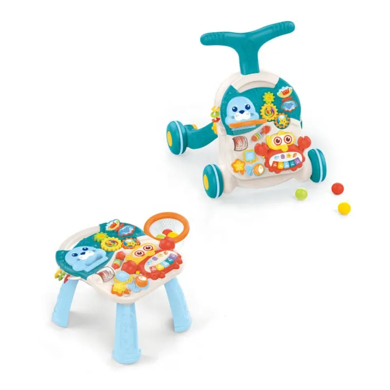 New baby early learning walker toys 2 in 1 baby walkers stroller and active table multifunction with light music