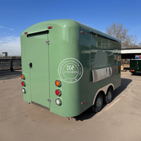Fabricant de remorques alimentaires en acier vert sur mesure, remorque de concession mobile moderne, café, crème glacée, restauration, utilisation commerciale pour la vente de nourriture de rue