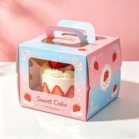 Boîte à gâteau personnalisée imprimée avec motif fraise, boîte de transport pour gâteau, boîte d'emballage pour gâteau d'anniversaire avec poignée, boîte en papier kraft