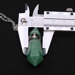 Collier pendentif en cristal de forme de balle personnalisé, flacon de <span class=keywords><strong>parfum</strong></span>, huile d'aromathérapie avec pierre naturelle en jade, bijoux uniques - Product Image 4