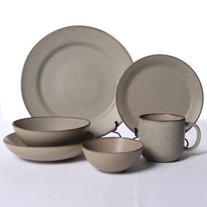 ชุดอาหารเซรามิก จานกลม ชาม แก้วมัค เคลือบแบบ Reactive ใช้กับเครื่องล้างจานได้ สไตล์เรียบง่าย ภาชนะสำหรับใช้ในครัวเรือน - Product Image 1