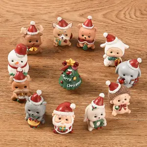 圣诞树脂动物摆件创意装饰品家居圣诞树老人摆件圣诞节