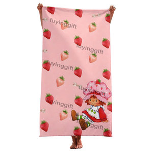 Fragole Vintage con cartoni animati Shortcakes <span class=keywords><strong>asciugamani</strong></span> da bagno per ragazza carina morbidi oversize a prova di sabbia a prova di sabbia per bambini Poncho telo da mare - Product Image 2