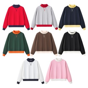 <span class=keywords><strong>Sweat</strong></span>-shirt décontracté pour <span class=keywords><strong>femme</strong></span>, style rétro américain, col roulé, anti-boulochage, en polyester/coton, avec coutures en X et blocs de couleur - Product Image 4