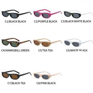 Lunettes de soleil rectangulaires œil de chat pour femme, monture noire petite, protection UV400, personnalisables avec logo, collection mode 2025 - Product Image 5