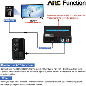 4K ARC Audio Extractor Stereo Extractor <strong>Converter</strong> 4K to Optical <strong>TOSLINK</strong> <strong>SPDIF</strong> + 3.5mm Audio Splitter Adapter - Product Image 4