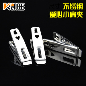 Stainless Steel Clothes <b>Clips</b> Heart Shaped Flat <b>Spring</b> Loaded Windproof For Clothes Hangers Trouser Hangers Tie Hangers - Product Image 3