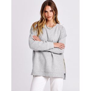 Sudadera Oversize de Cuello Redondo para Mujer FOXA, Túnica de Manga Larga con Cremallera Lateral, Camiseta Transpirable de Punto de Mezcla de Algodón - Product Image 5