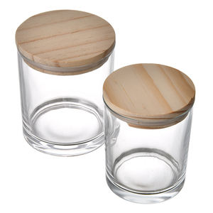 Tarro de vela de vidrio marrón de 18OZ Fondo transparente Capacidad de 8oz Tapa de bambú Portavelas plano resistente al calor Cuenco de madera con logotipo personalizable - Product Image 5