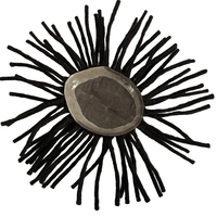 Perruque Dreadlocks Longues Tressées Mono pour Hommes, Prothèse Capillaire Masculine en Cheveux Indiens Remy