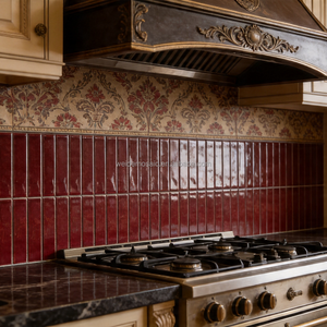 Carrelage mural en céramique brillant <span class=keywords><strong>rouge</strong></span> bordeaux, carreaux de type métro rectangulaires longs pour cuisine et salle de bain, vente en gros pour projets hôteliers et de spas - Product Image 3
