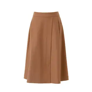 Bas Prix Femmes Style Élégant Taille Haute Solide A-ligne Jupe Bureau Lady Wear Fabricants Fermeture Éclair Longue Jupe Circulaire