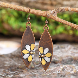 Boucles d'oreilles pendantes en alliage de cuivre plaqué bronze antique, style vintage pour femmes - Product Image 2